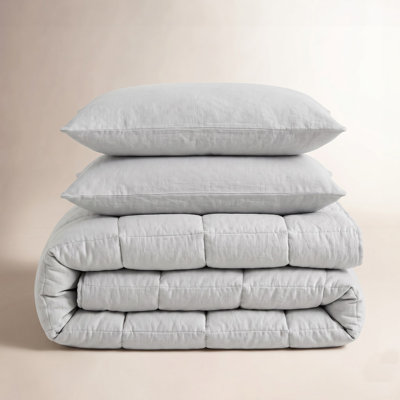 100% French Linen All-Season Comforter Set With Shams
