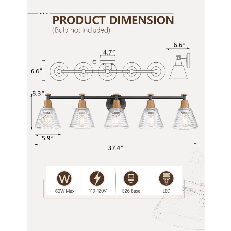 Valeri 5 - Light Dimmable Vanity Light, Black