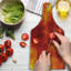Planche à découper Ambesonne en verre trempé orange, Illustration de chaleur, orange et jaune