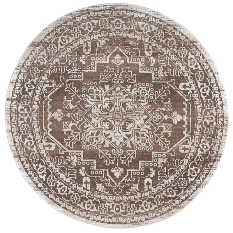 Chamber Power Loom Performance Oriental Indoor Rug, 6'-7" x 6'-7" Round