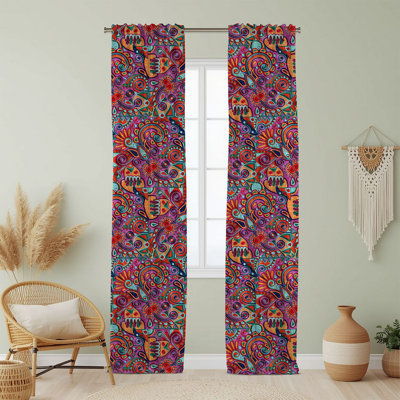 Semi Sheer Paisley and Similar Print Curtain Single Panel
