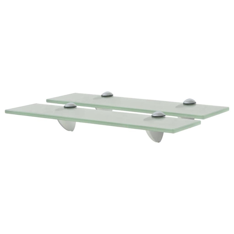 2 Piece Glass Floating Shelf, Frosted, 0.8cm H x 40cm W x 20cm D