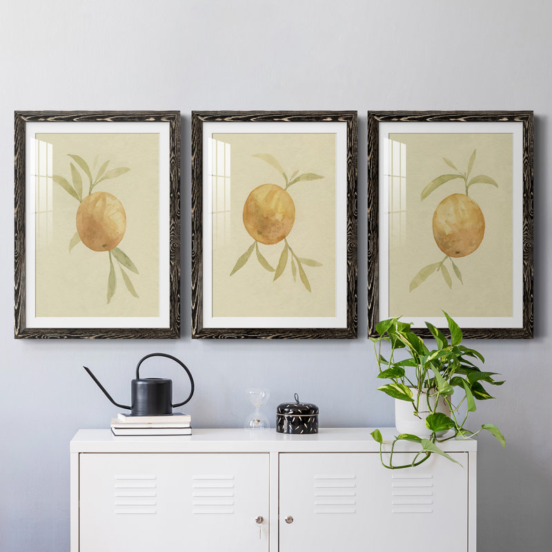 Dappled Oranges I Premium encadré mat - prêt à être accroché, H 37,5 po x l 82,5 po x P 1,5 po, Noir