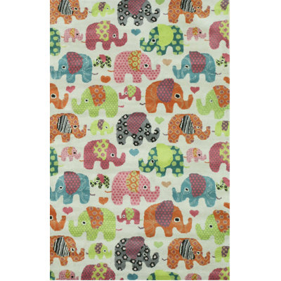 Hand-Tufted Wool Kid's Elephant Rug , Ivory Area Rug for Playroom, Nursery, & Home Décor , Soft & Durable Design for Children’s Spaces
