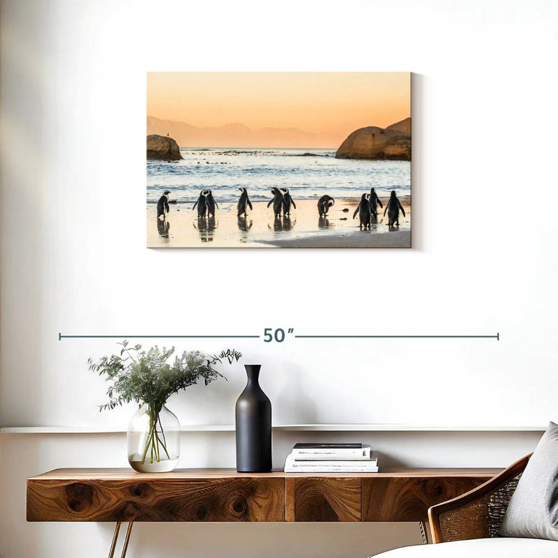 Brampt Penguins On The Shore, 20'' H X 30'' W