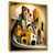 Toile avec cadre flottant or