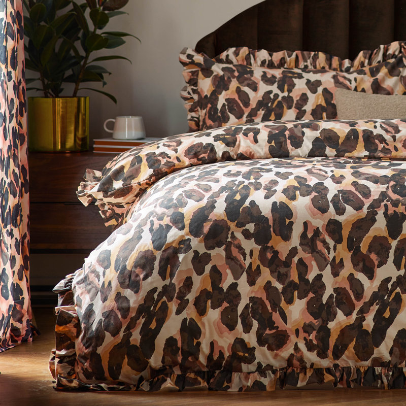 Leopard Polyester Animal Print Duvet Cover Set with Pillowcases Included, Single Duvet Cover Set + 1 Pillowcase