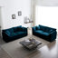 Chenille bleue: 3 pièces confortables. 2 x 2 places et 1 x canapés. Bois massif, tissu respirant, éponge. Combinaison de sièges personnalisable, confort inégalé. Canapé surdimensionné facile à assembler