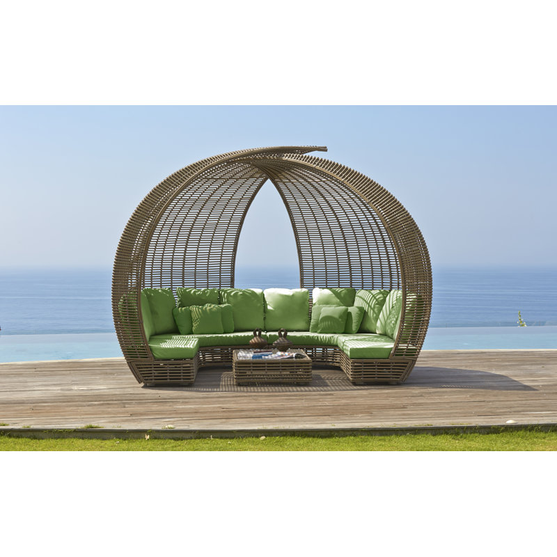 Sparta Outdoor 8 - Seat Patio Sectional, Kubu Mushroom, Canvas Canvas Sunbrella® Canvas