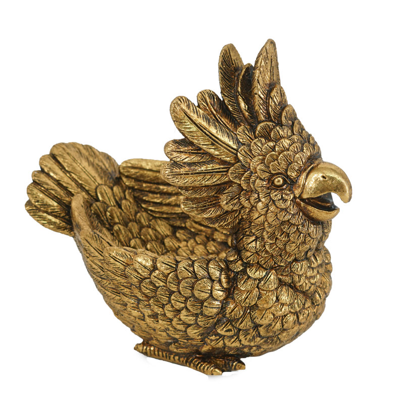 Parrot Figurine  8" x 5" x 7.5"  Gold