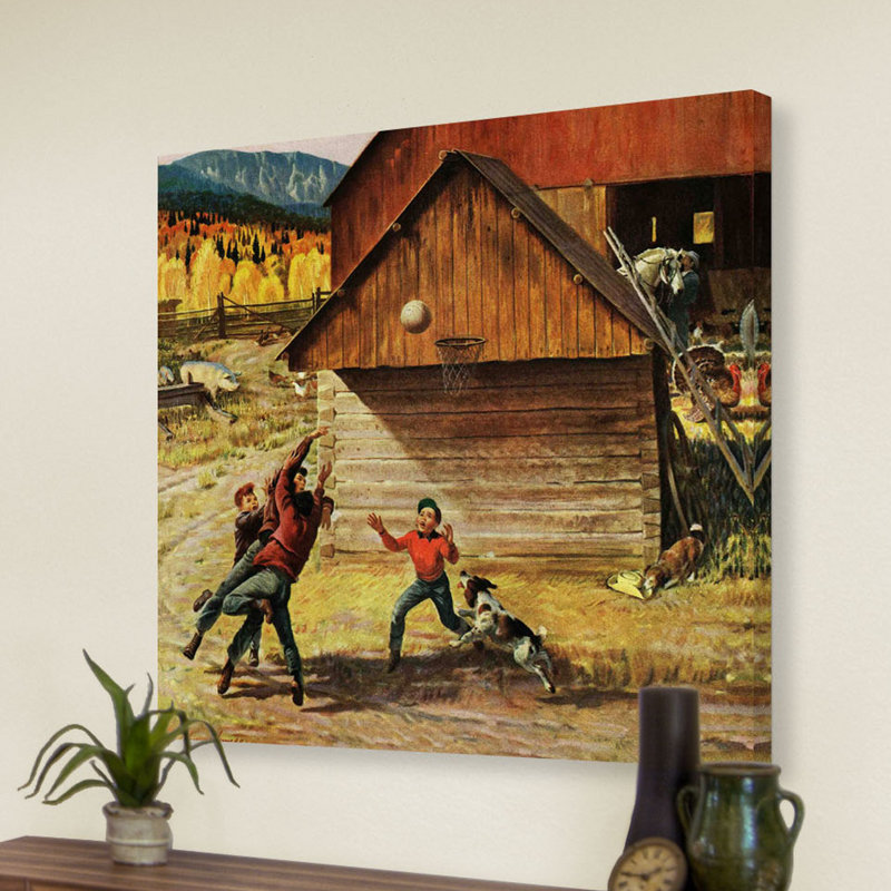 « ranch basket » par john clymer, reproduction d’art sur toile tendue, H 24 po x l 24 po x P 1,5 po