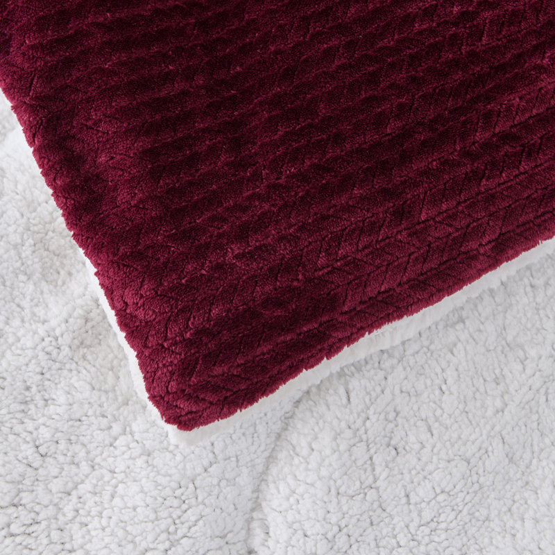 Mountain Ridge Sweater Knit Polyester Comforter, Red, Twin Comforter + 2 Standard Pillow Shams