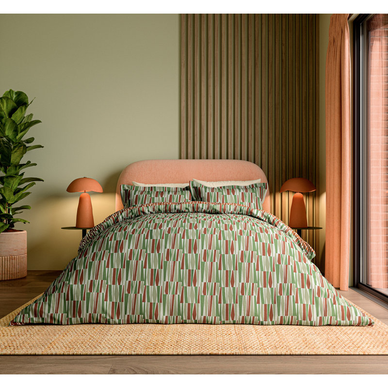 Saku Cotton Block Print [EU ONLY] Duvet Cover Set with Pillowcases, Double Duvet Cover + 2 Double Pillowcases