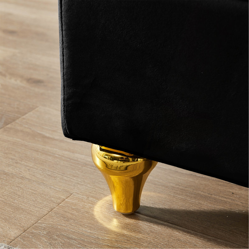 Chaise longue moderne avec revêtement en velours (noir)