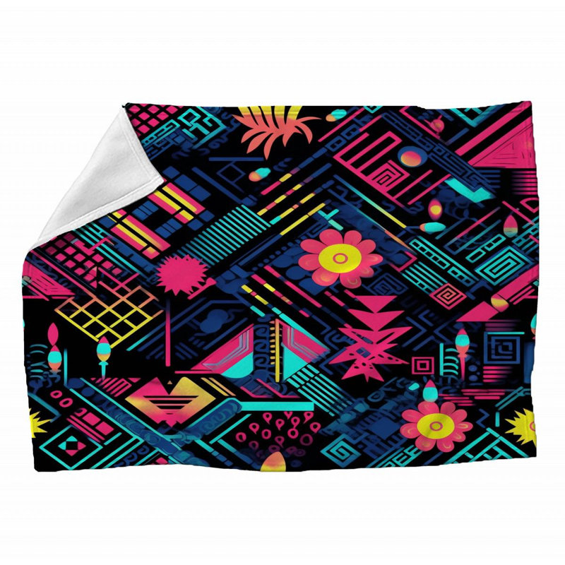 Machine Printed Throw Blanket, 60" L x 50" W, Abstract, Multicolor Red