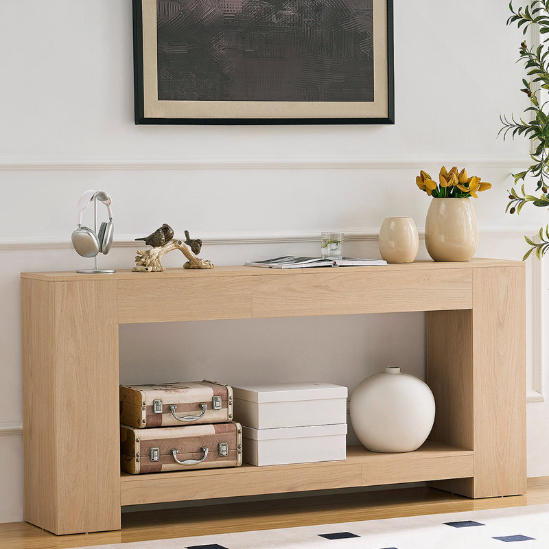 Rectangular Side Table, Wooden Rectangular Coffee Table Placed Behind The Sofa, Rustic-Style Entryway Table Suitable For Entrances, Hallways, And Living Rooms.