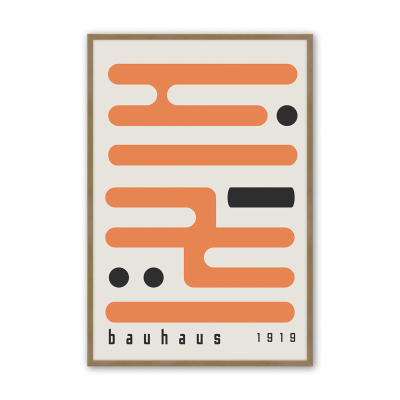 «Orange Bauhaus Minimalist», impression roulée, H 15,25 po x l 12,25 po x P 1,25 po, Reproduction encadrée sans passe-partout