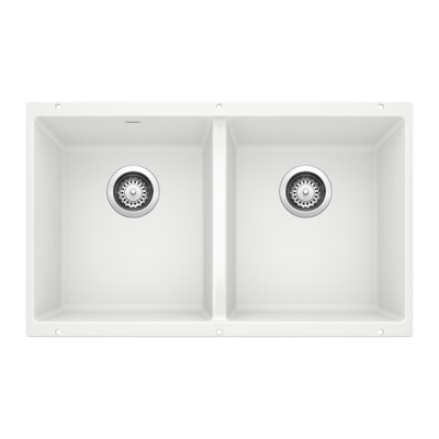 Precis SILGRANIT 29" 50/50 Double Bowl Undermount Kitchen Sink - Coal Black