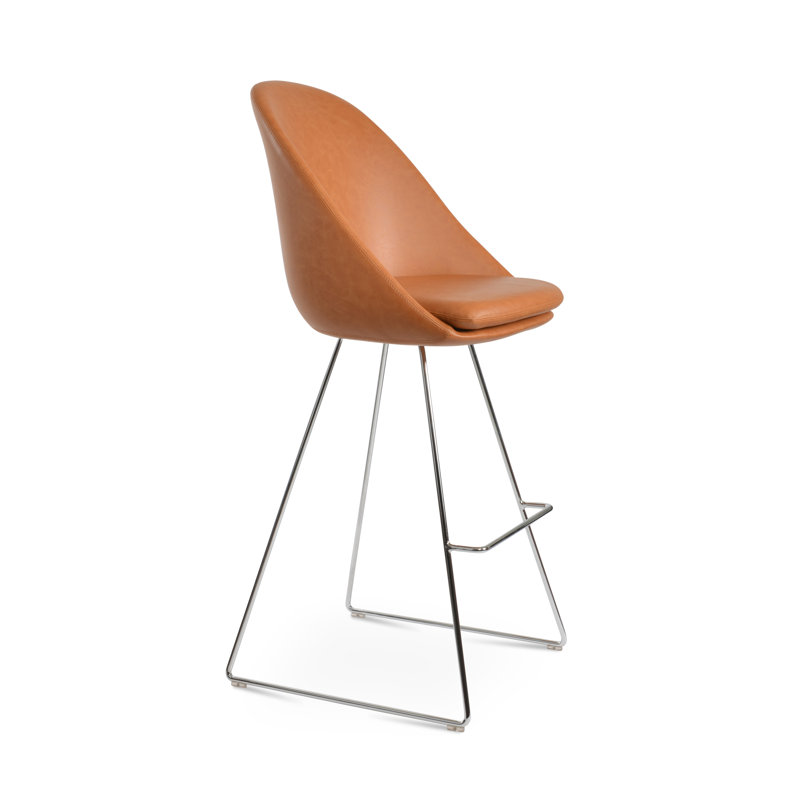 Avanos Wire Counter Stool in Chrome, Caramel