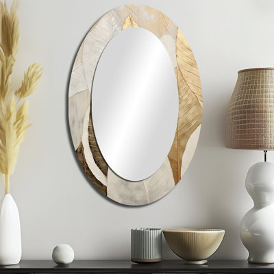 Miroir décoratif floral ovale doré sur métal Collage III