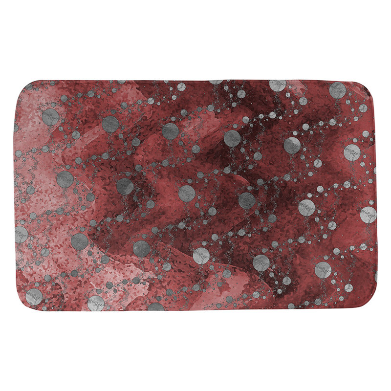 Tapis de salle de bain planet stars, l 21 po x L 34 po, Rouge / Mauve