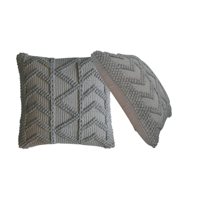 Connerville Geometric Square Throw Cushion, Grey