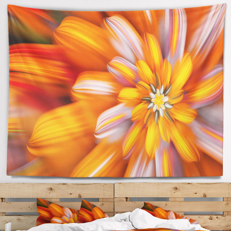 Tapisserie florale florale orange massif, H 32 po x l 39 po