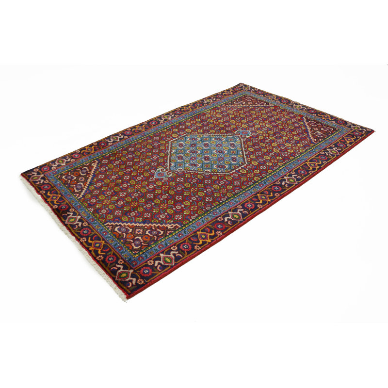 Tapis unique en laine noué à la main de style années 1980 de 3 pi 11 po x 6 pi 6 po Savana