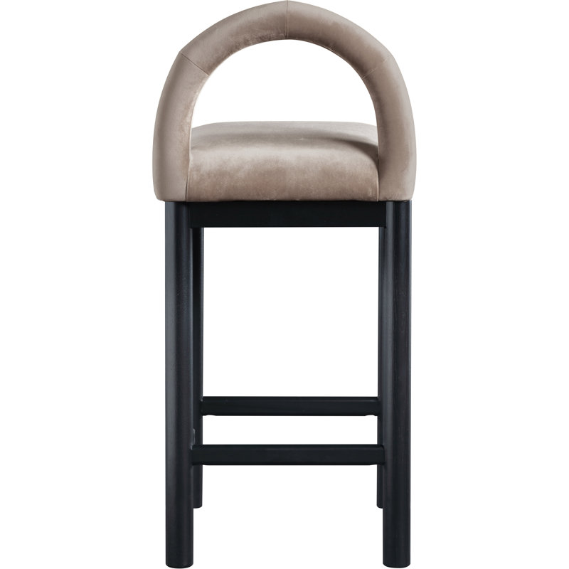 Conrad Letcher Velvet Counter Stool, Taupe Velvet Seat/Black Frame