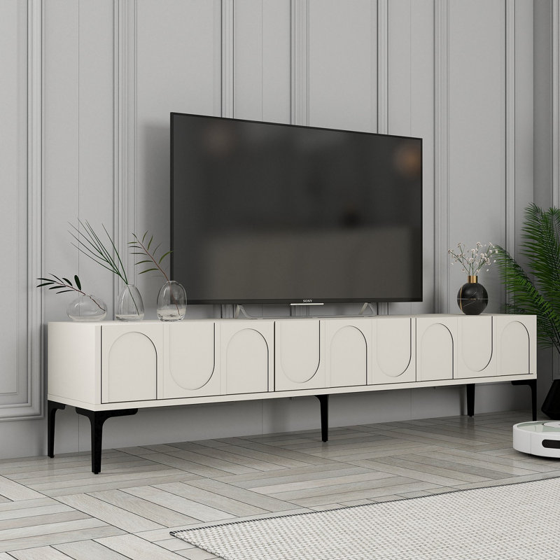Keikei Unfinished TV Stand, Cream/Black