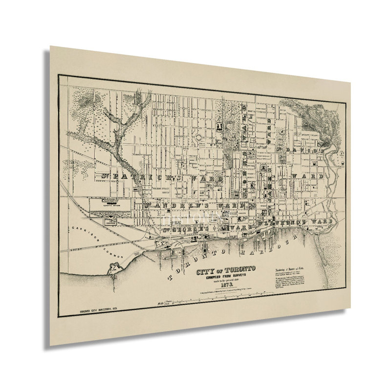 1873, Toronto, Ontario, Canada, affiche de la carte, H 24 po x l 36 po