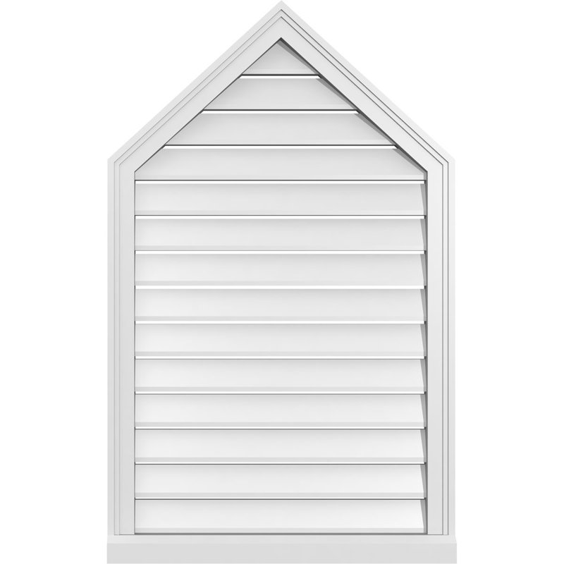 Peaked Top Surface Mount Signature Urethane Functional Gable Vent 11/12 Pitch, Primed Tan, 42" H x 26" W x 2" D