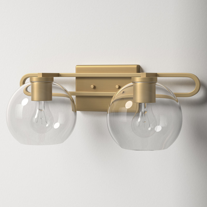 Eveline 2 Light Transparent Dimmable Vanity Light, Satin Brass