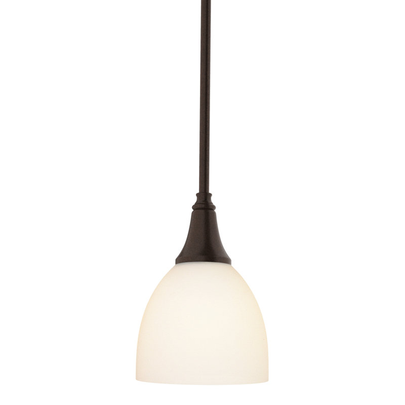 Trumpet 1-Light Single Dome Pendant, White, Oil Rubbed Bronze