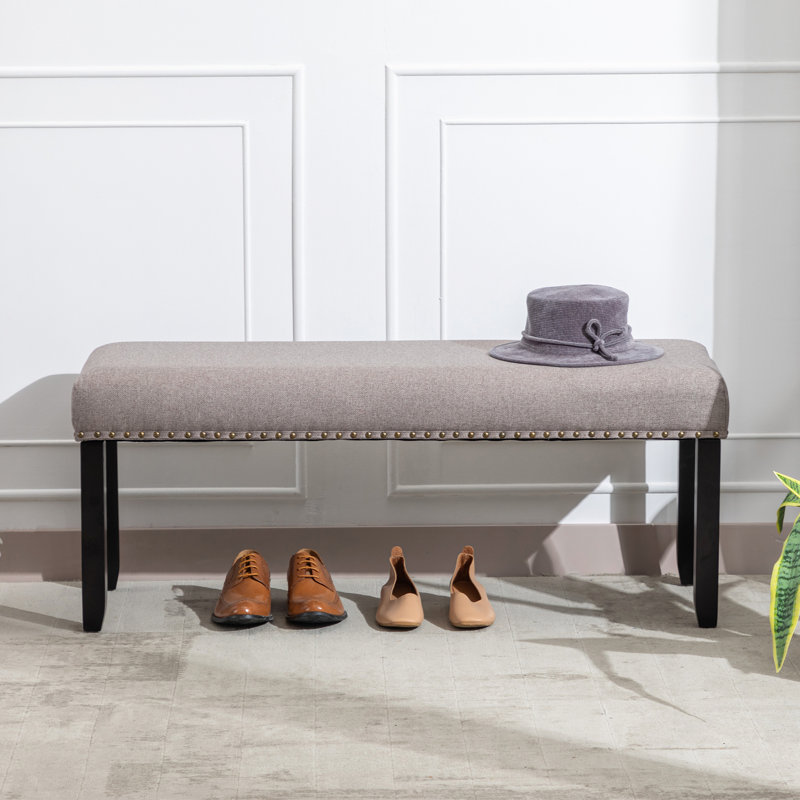 Syne Linen Upholstered Bench, Khaki