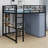 Loft Metal Bed With Desk,Shelves,Power Outlet,LED Light And Wardrobe-1508671013-1508671012