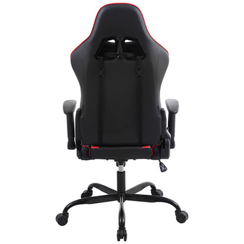 Chaise d'ordinateur de jeu en mousse rouge avec réglage hydraulique du siège, rotation à 360 degrés, roulettes