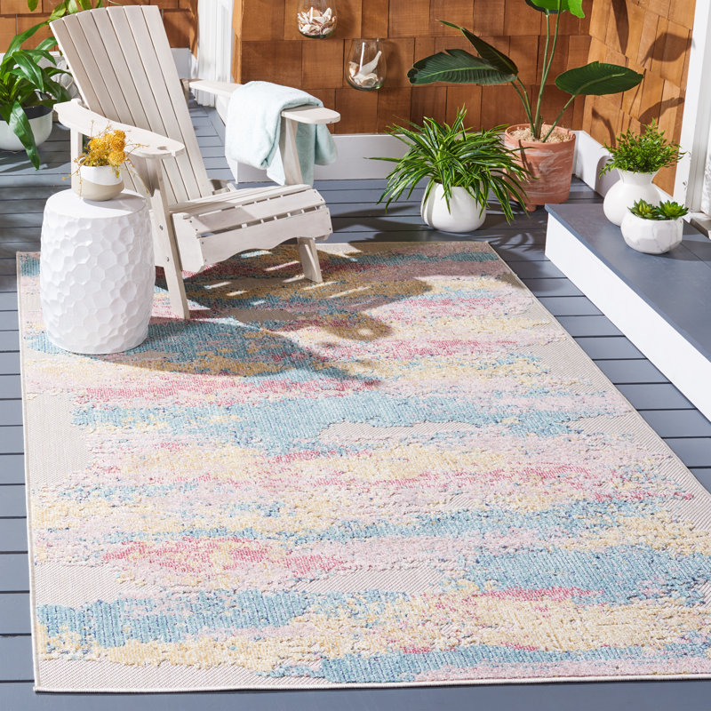 Tapis intérieur / extérieur abstrait Clerkin Performance, Rectangle 5 pi 3 po x 7 pi 6 po