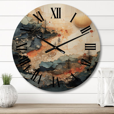 Horloge murale en bois massif Purtell