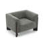Fauteuil rembourré en chenille gris avec accoudoirs incurvés et pieds en bois massif-2141199076
