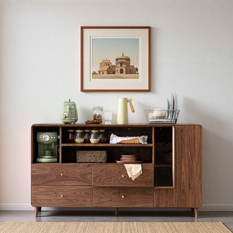 Armoire d'appoint multifonctionnelle à bords arrondis, 33.86" H x 62.99" W x 17.72" D