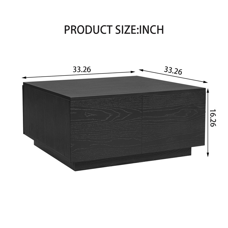 Table basse 33,2 "carrée en MDF avec 4 tiroirs, Noir