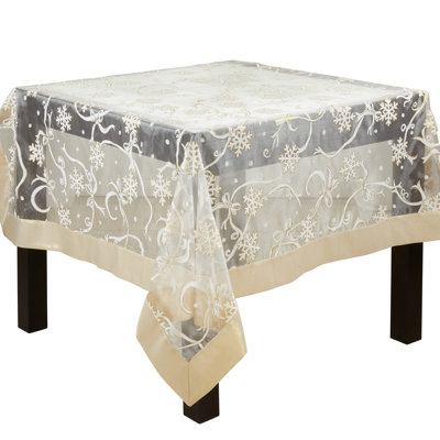Rectangular_Snowflake And Ribbon Design Printed Tablecloth