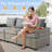 10 - Person Patio Furniture Set with Swivel Rockers, Outdoor Wicker Rattan Sectional Seating Group with Cushions, All Weather Sofa Conversation Set with Fire Pit Table for Garden Backyard-1208788461