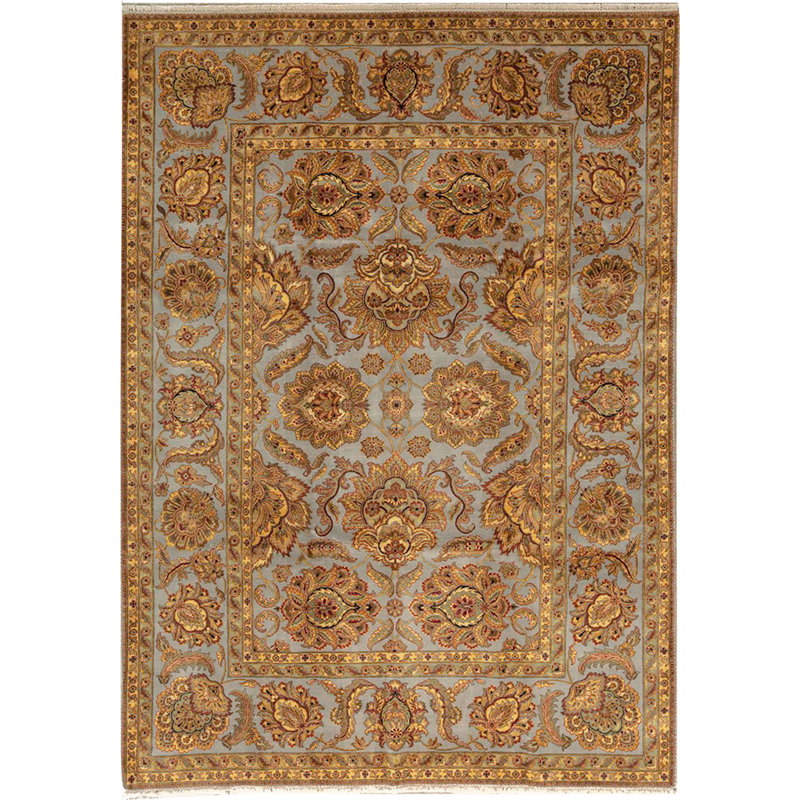Tapis bleu clair et bleu clair de haute qualité noué à la main Trinity