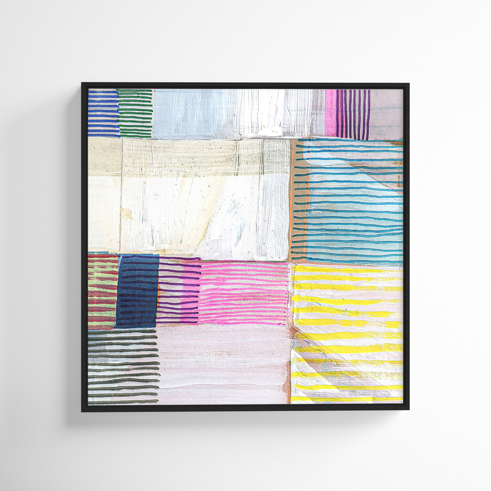 Bright Net II by Cartissi - Floater Frame Painting on Canvas, Espresso Framed, 31.5" H x 31.5" W x 2" D