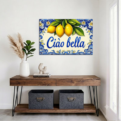 Italian Mediterranean Ciao Bella Lemon Ceramic Tile Canvas Art