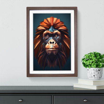 Orangutan Geometric - Single Picture Frame Print on Wood
