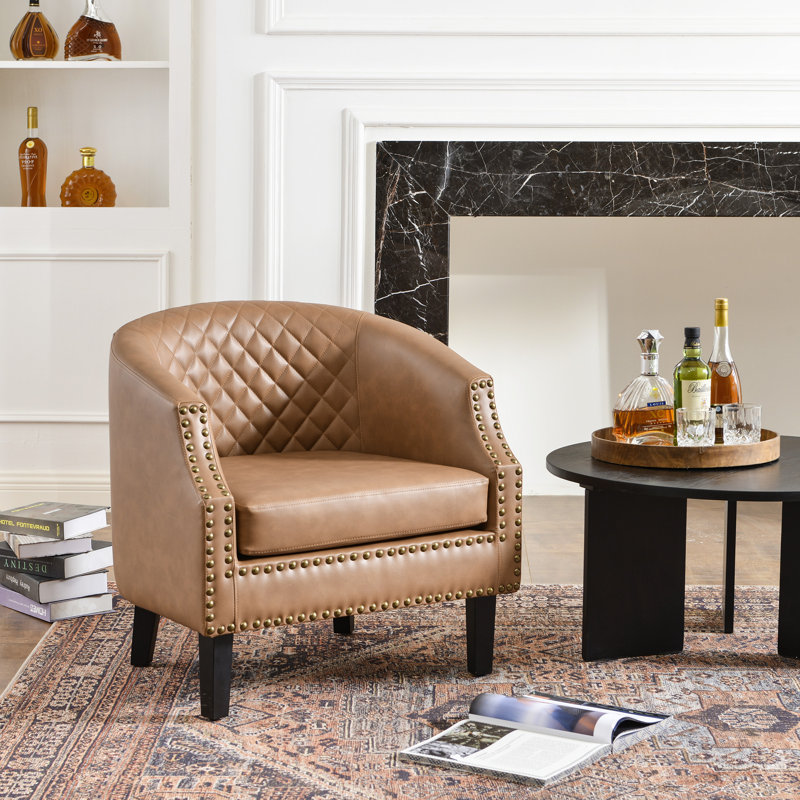 Petit fauteuil club tonneau 29 po, Chameau