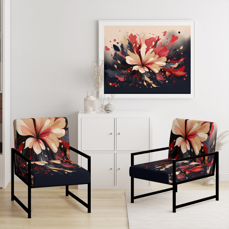 Beige rouge Harmony In Chaos - Fauteuil rembourré de style campagnard, chaise d'appoint rustique à motif floral